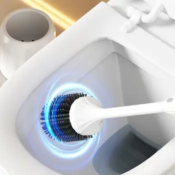 Elektrický WC kartáč a držák sada dobíjecí silikonový čistič WC mísy pro karavany a malé koupelny 8 nejlepší prodej silikonové toaletní kartáče - №6