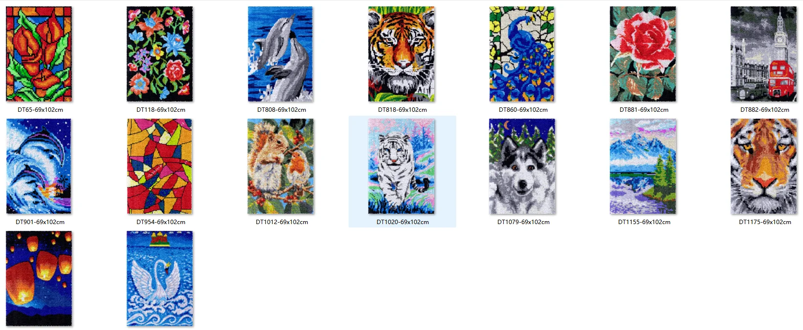 Embroidery Cross Stitch Patterns - Latch hook rug kits with Pre-Printed