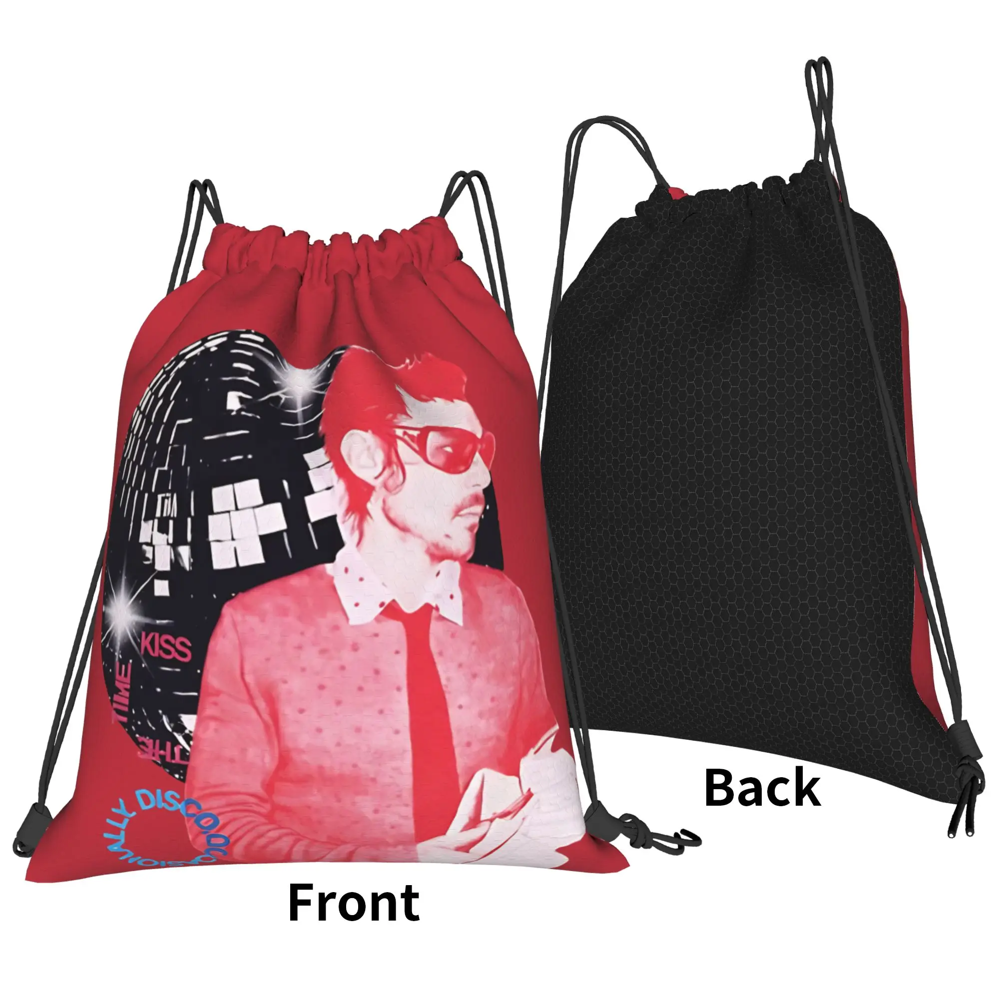 Kiss All The Time Disco Ball Backpack Drawstring Basketball Bags Gym Bag Harrys Music Styles String Sackpack 36cm (W) x 43cm (H)