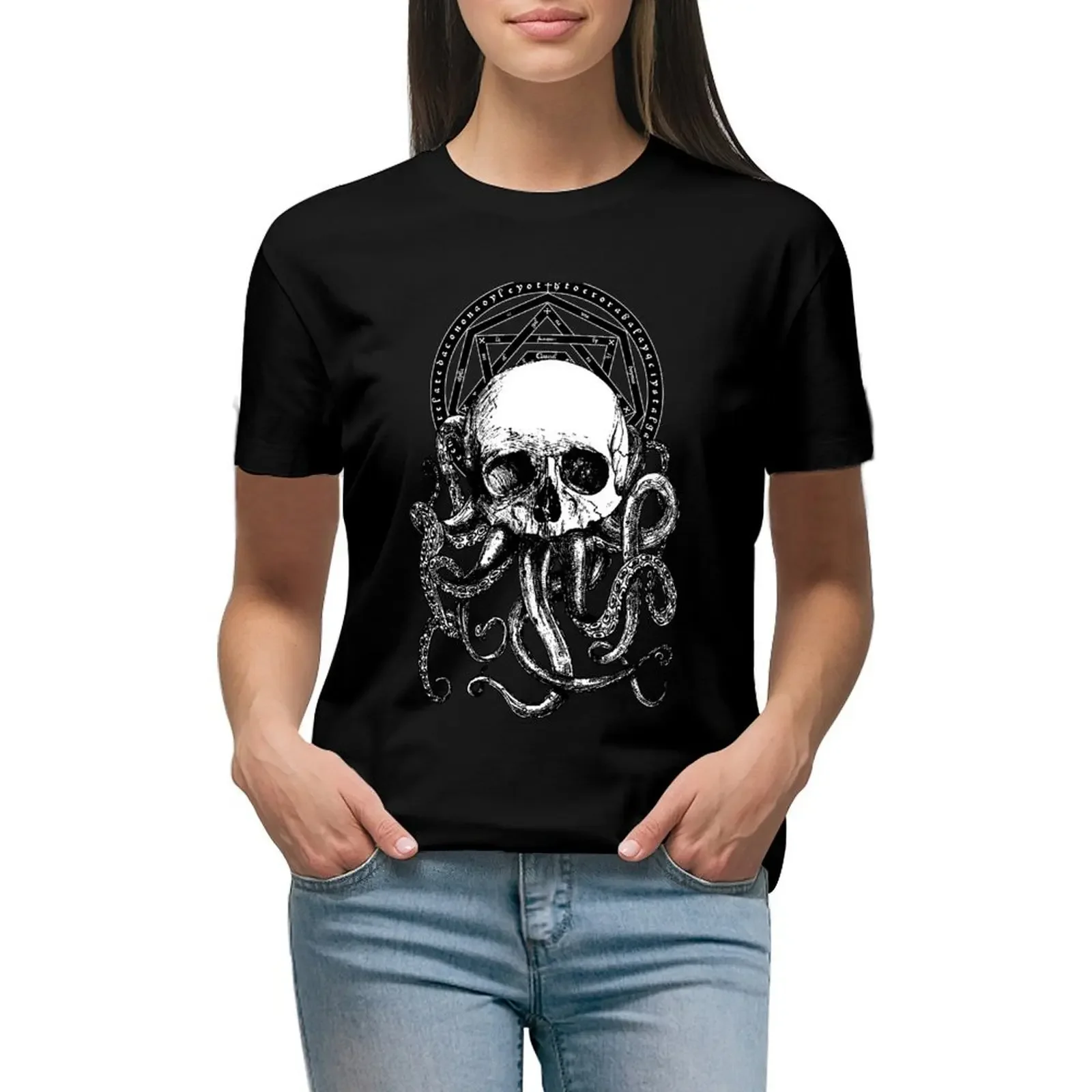 

Pieces of Cthulhu T-Shirt plus size tops summer clothes animal prinfor sweat fashion woman blouse 2024