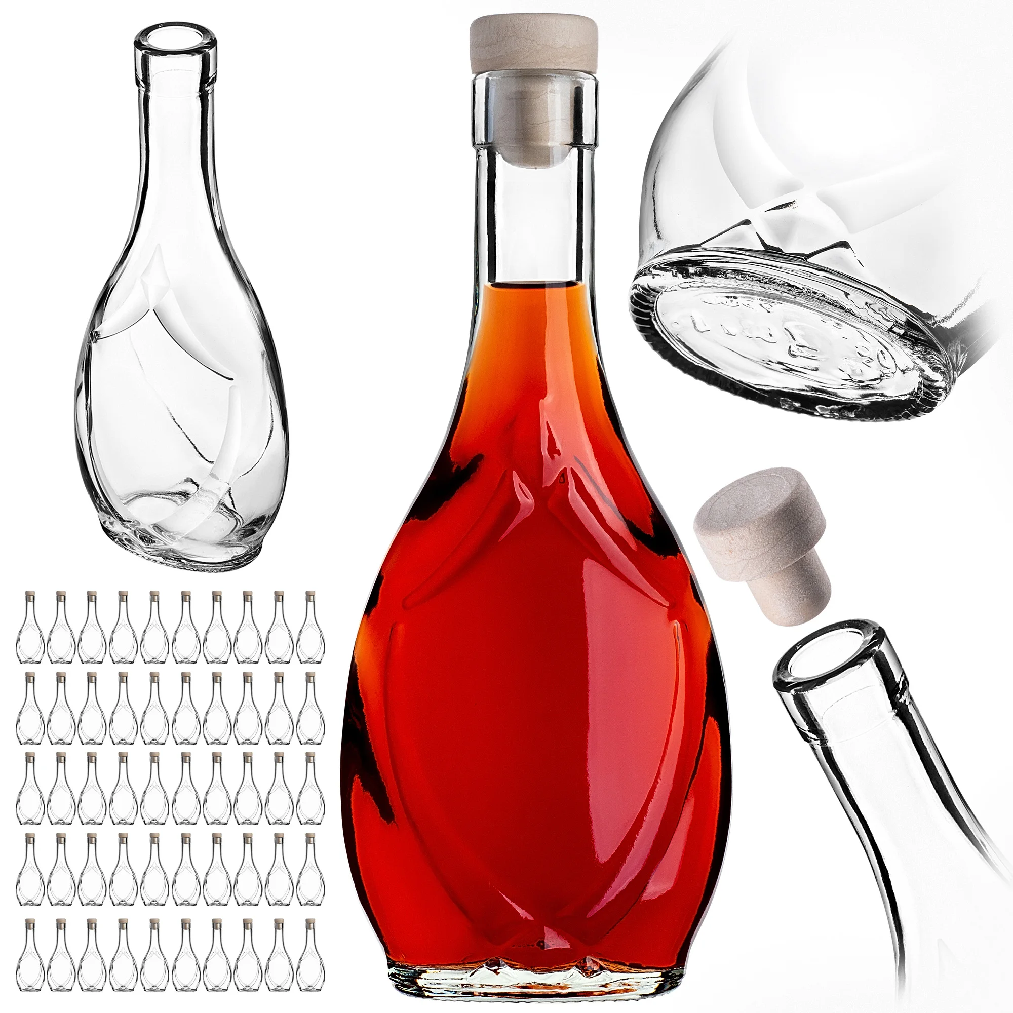 KADAX 250 ml glazen tinctuurfles met synthetische kurk 50 stuks