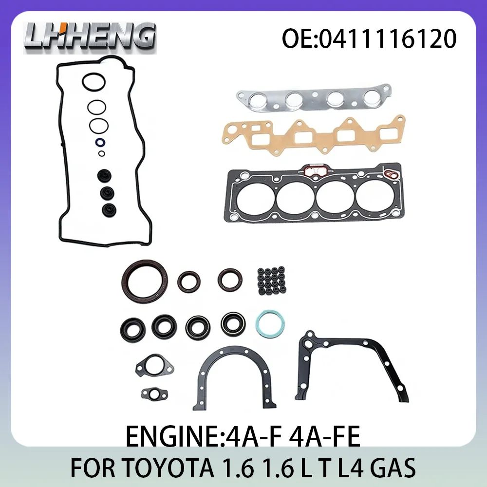 Set Perbaikan Mesin Lengkap dengan Kit Gasket untuk TOYOTA CARINA CELICA COROLLA 0411116120 1.6L 1.6 L T L4 GAS 4A-F 4A-FE 1987-1995
