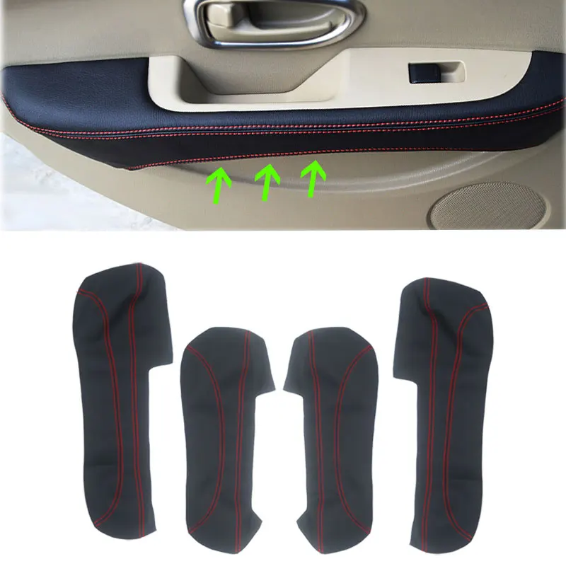 Soft Leather Door Armrest Cover For Nissan Slyphy Sentra 2006 - 2011 Car-styling Door Armrest Panel Skin Cover Sticker Trim