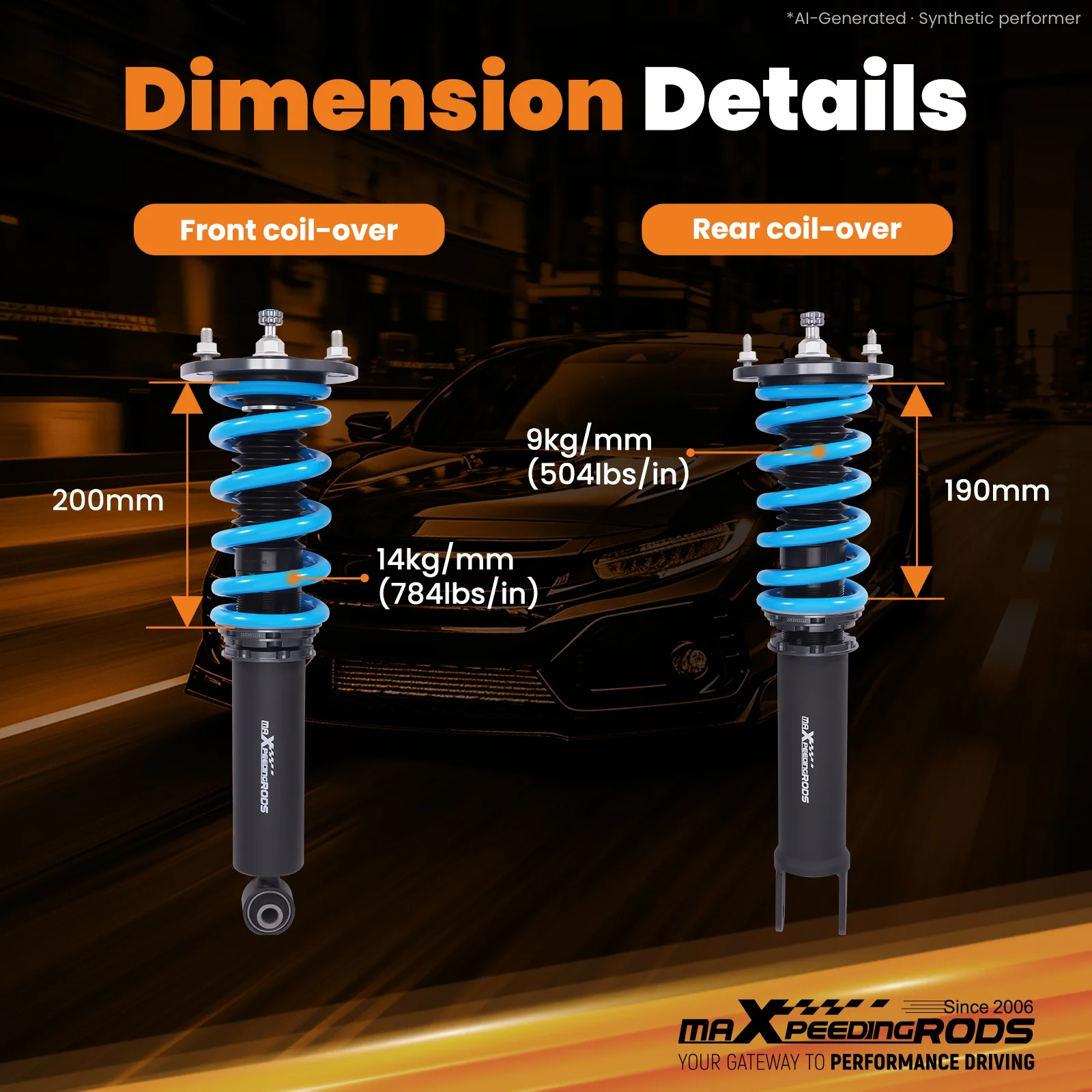 MaXpeedingrods T6 Racing Adjustable Coilovers Struts Kit For Lexus GS300 93-97