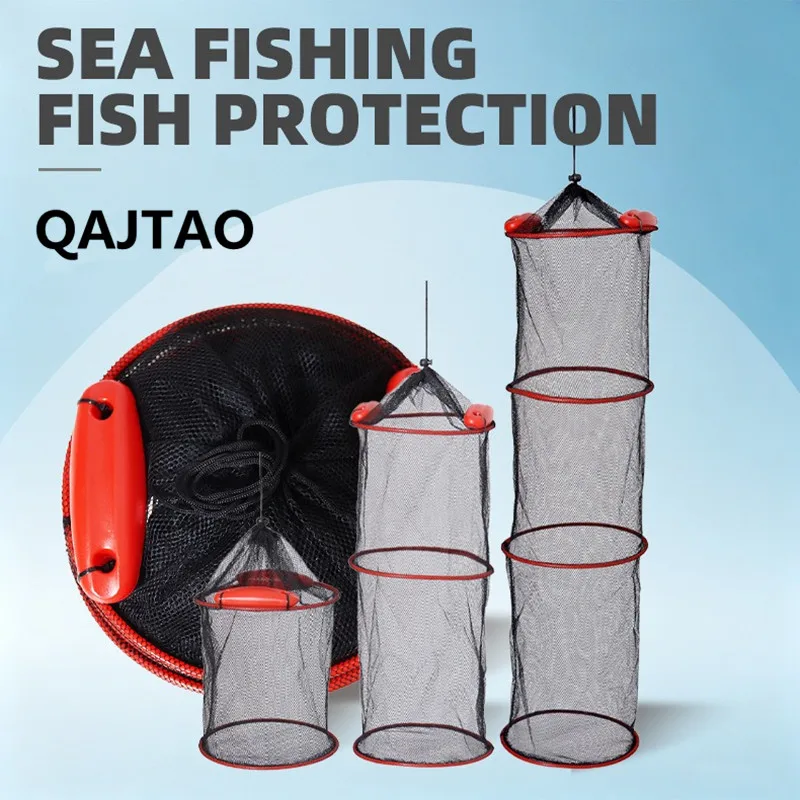 QAJTAO Thickened nylon mesh with multiple fold automatic floating fishing protection and high buoyancy