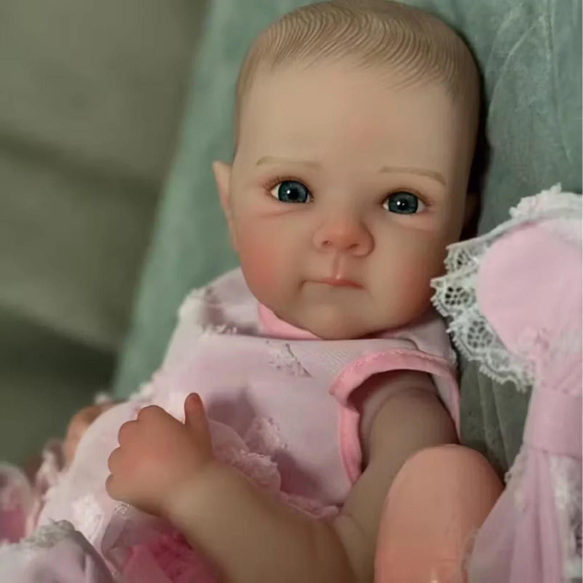 ジョイオラ 可視血管全身ビニール製女の子リボーンドール ピンクドレス 蝶々 クリスマスプレゼント 家族の祝日ギフト リボーンドール