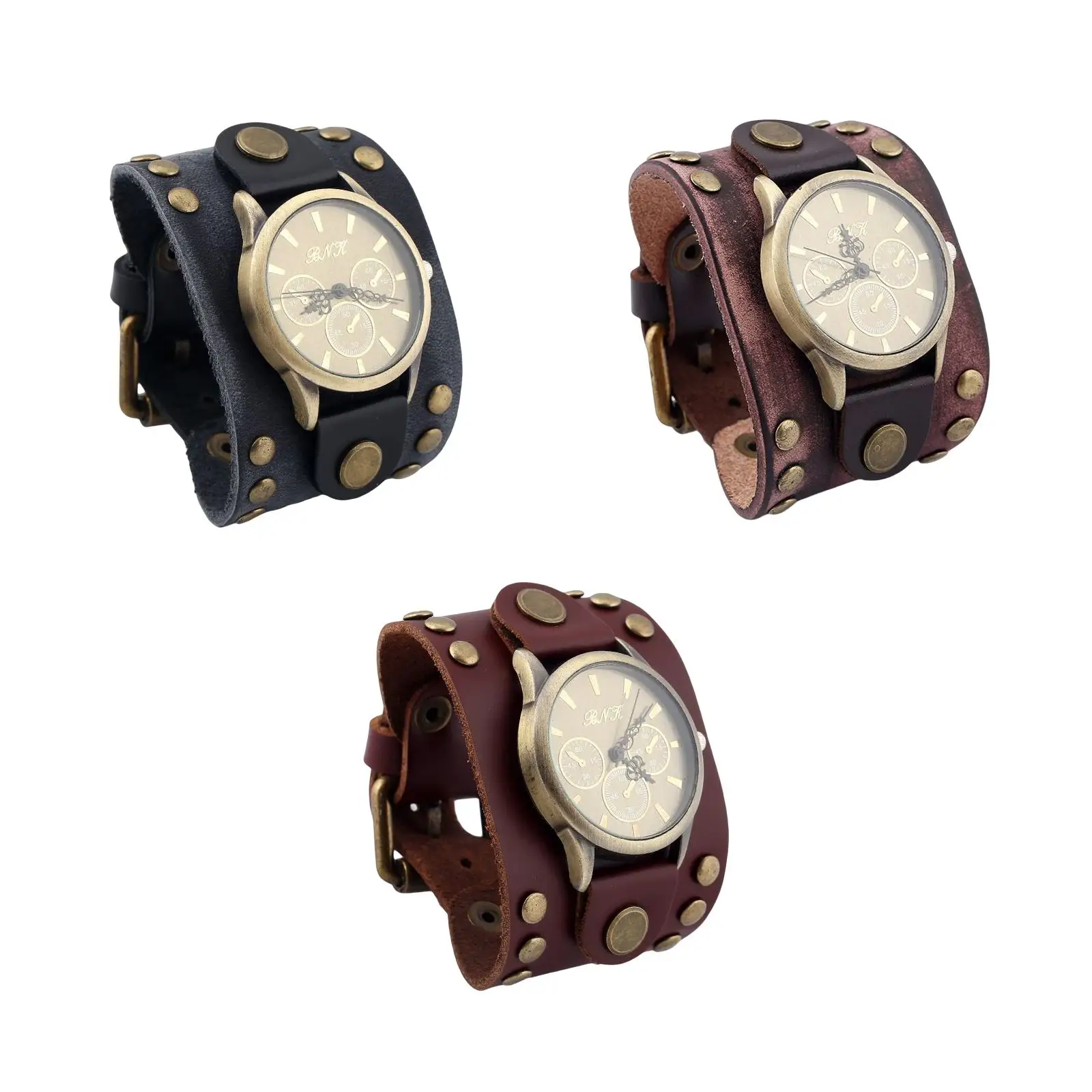 Retro PU Quartz Watch for Men, Accessories Professional Durable Jewelry 5.2cm Strap Length Style Elegant