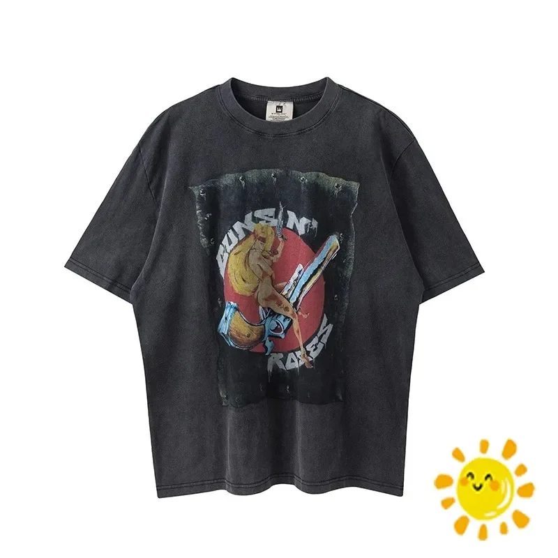 

24SS поступление моющиеся пистолеты N Розы футболка для мужчин женщин 1992 Тур футболки топы футболки из мягкой ткани