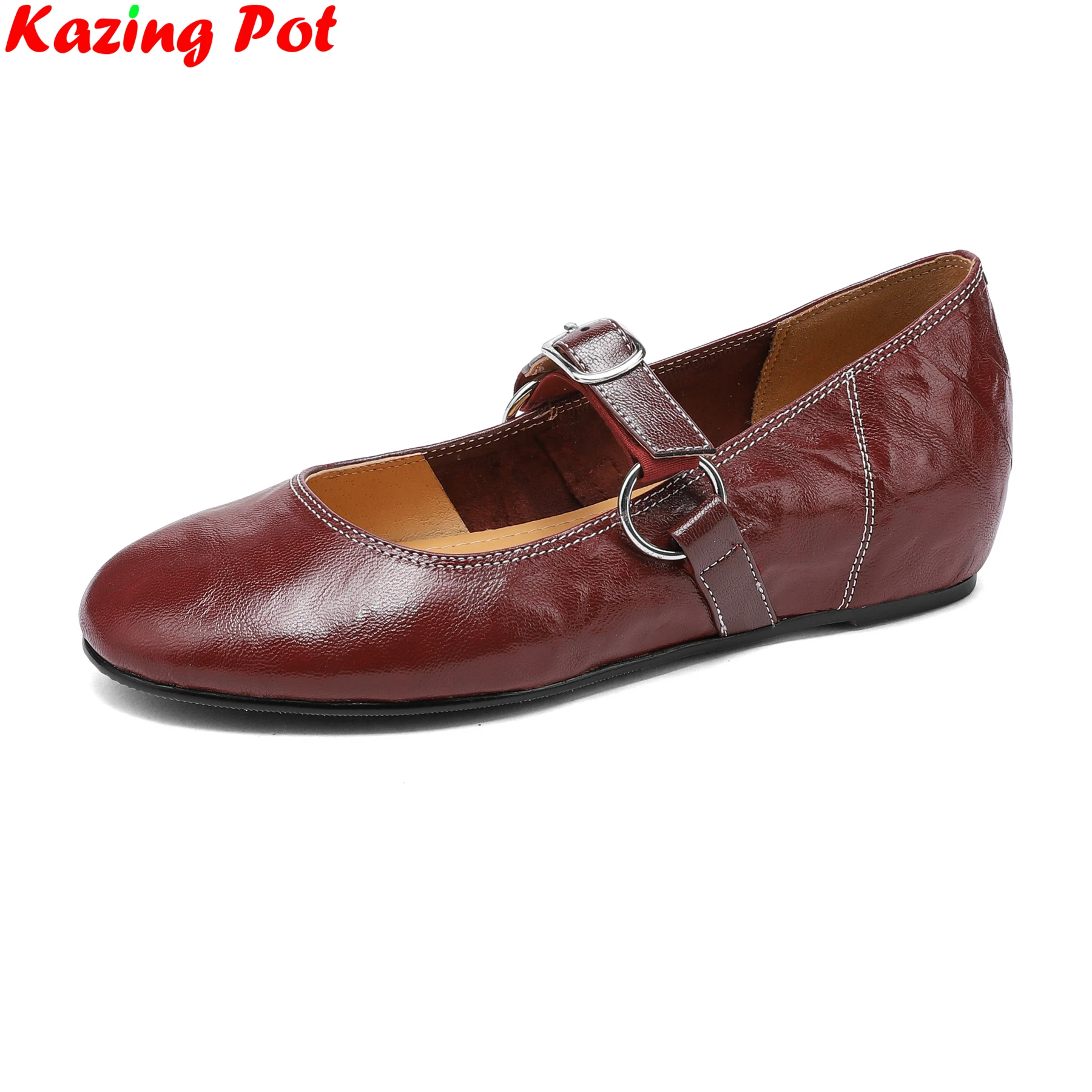 

Plus Size 33-42 Sheepskin Shallow Mary Janes Autumn Spring Shoes Luxury Dating Increasing Party Elegant Solid Brand Women Flats