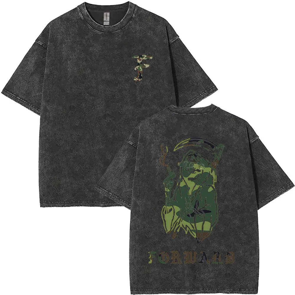 

Forward Observations Group Washed Vintage Tshirt Men Women Fashion Oversized T-shirt Summer Male Funny Skeleton Graphic T Shirts