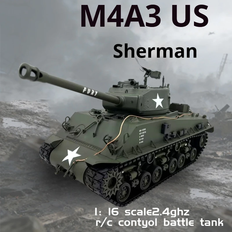 Fusion Series 1/16 American Sherman M4A3 Rage Remote Control Tank Chariot Model Collection Gift