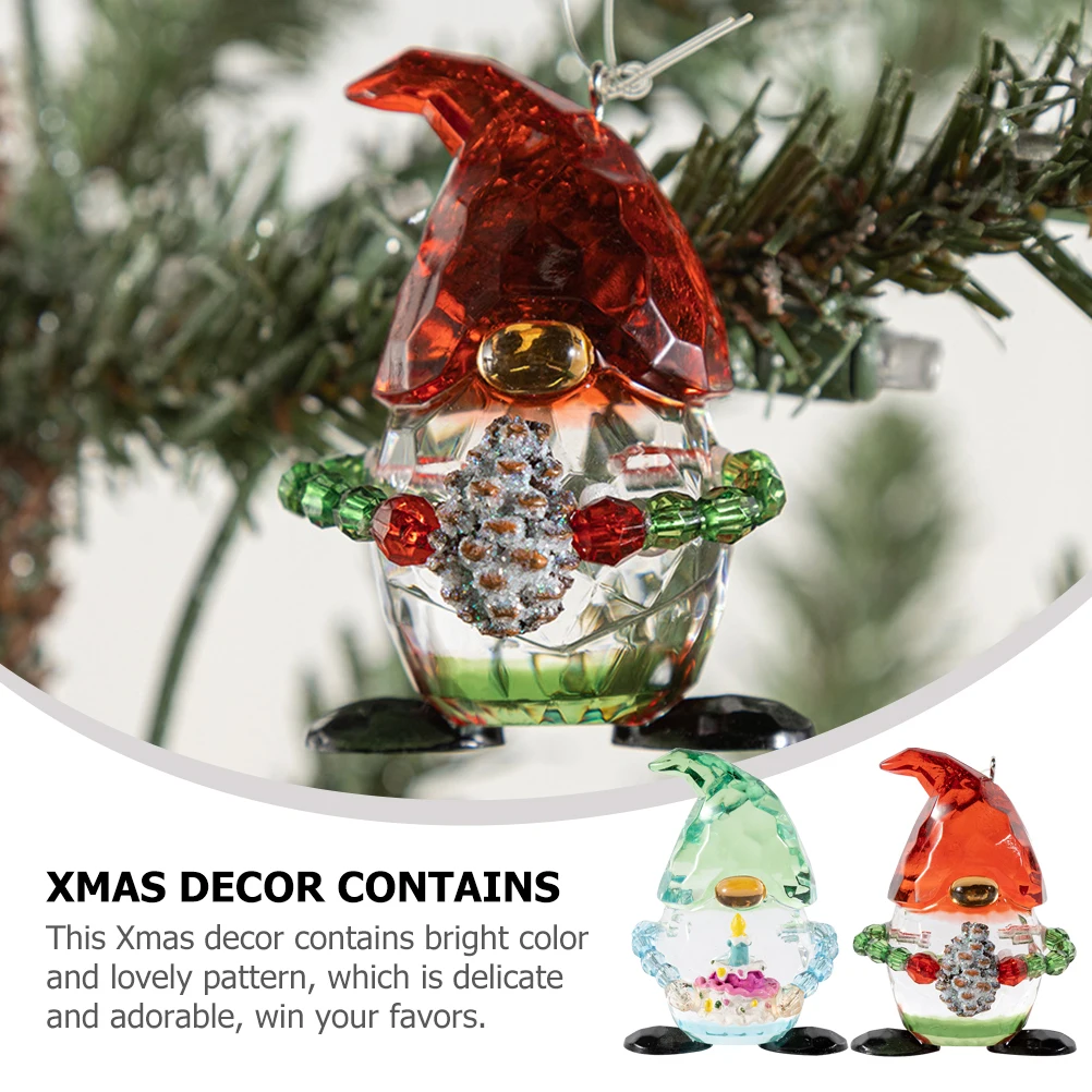 

2 Pcs Acrylic Elf naments Christmas Decoration Red Green Color Festive Tabletop Home Cartoon Figurines Gifts