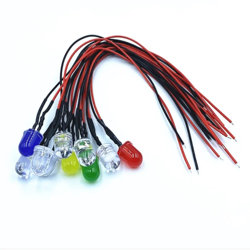 5PCS/Lot LED 8MM 12V 20cm Prewired White Red Green Blue Yellow Orange Diode Lamp Decoration Light Emitting Diodes UV RGB Diode