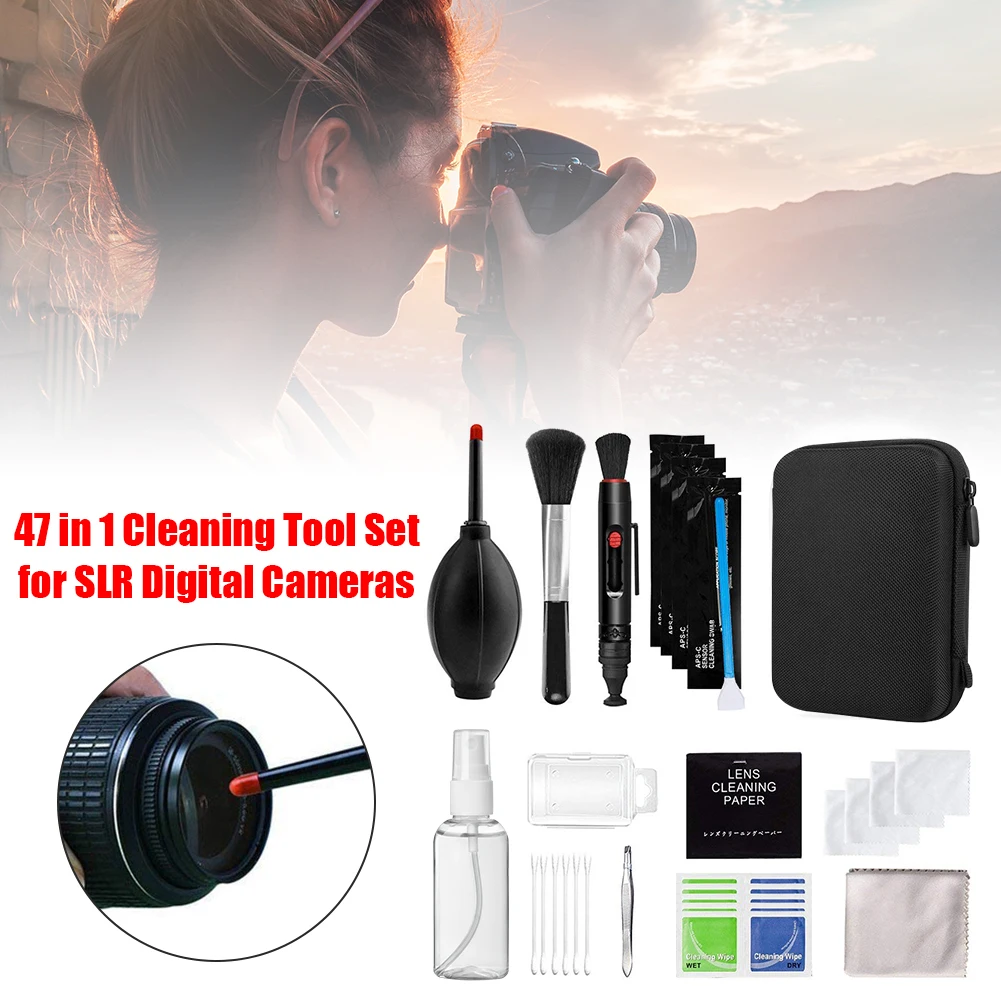 47pcs Camera Cleaner Kits DSLR Lens Digital Camera Sensor Cleaning with Brush