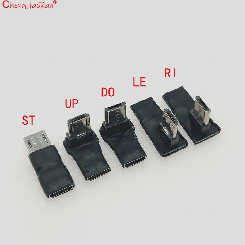 1PC Micro To Micro USB Left Right Elbow 90 ° Male to FemaleFor  Android Phone Tablet Charging Data Extension Cable  5Pin Adapter