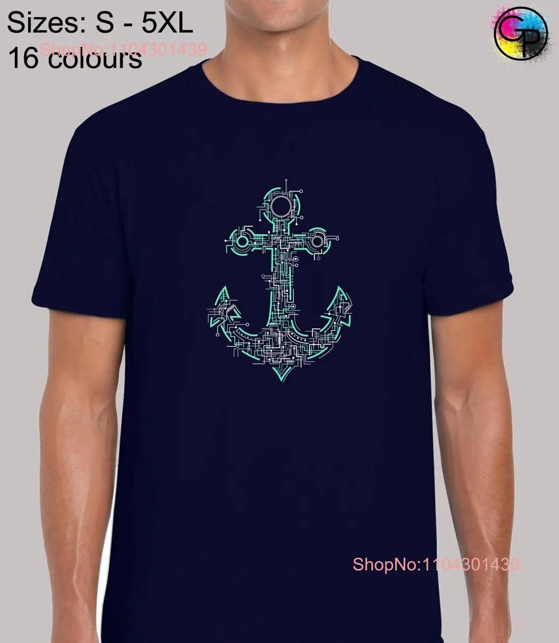 Circuitboard anchor mens T Shirt unisex funny novelty gamer gaming programmer nautical design navy marnie pc ship cool