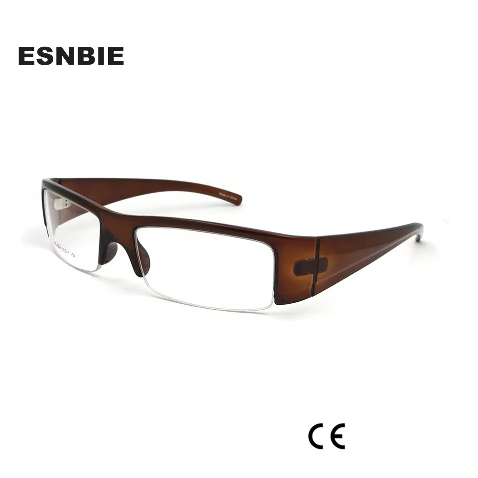 ESNBIE TR90 Spectacles Frames Male Square Half Frame Glasses Men 6 Base Designs Optical Glasses Black