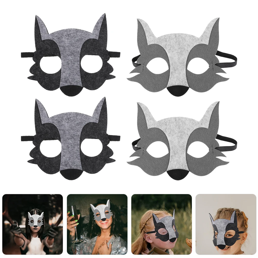 

4 Pcs Half-faced Wolf Mask Overnight Animal Masquerade Masks for Carnival Cosplay Skin Care
