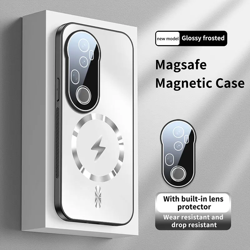 

Funda For VIVO S20 Pro Magnetic Case Camera Lens Film Protection for Magsafe Wireless Charging Matte Frosted Back Cover