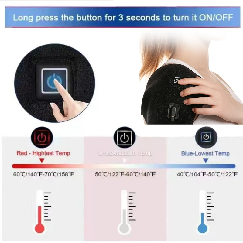 Heated Shoulder Strap with Adjustable Extension Pad for Shoulder Massager Brace Fitness for Shoulder Suitable for Men and Women