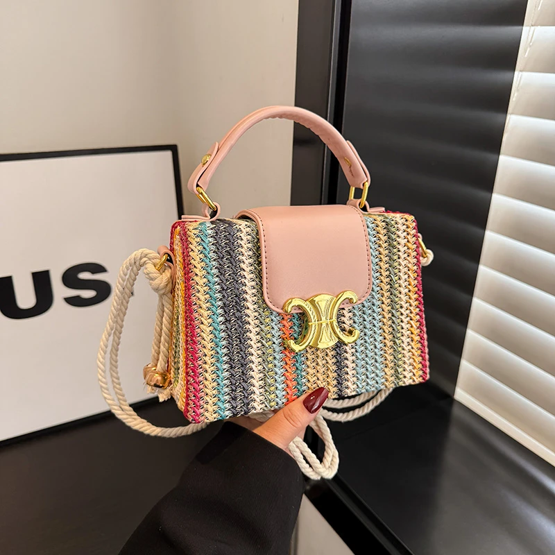 

Stylish Minimalist Vintage Leather Crossbody Bag For Women With Unique Letter Logo Design And Solid Color Fashion