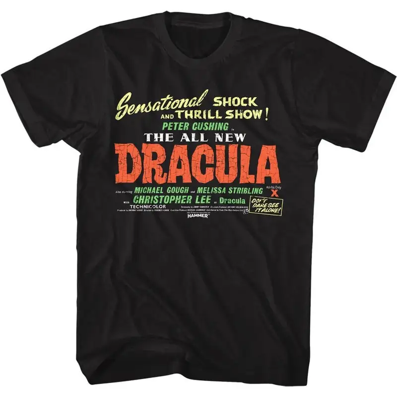 Hammer Horror Dracula Shock and Thrill Black Adult T-Shirt