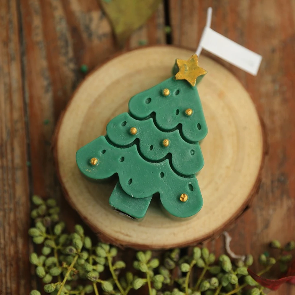 1-21pcs/set Star Christmas Tree Scented Candle Silicone Mold with White Handmade Label DIY Pine Resin Plaster Winter Craft Decor
