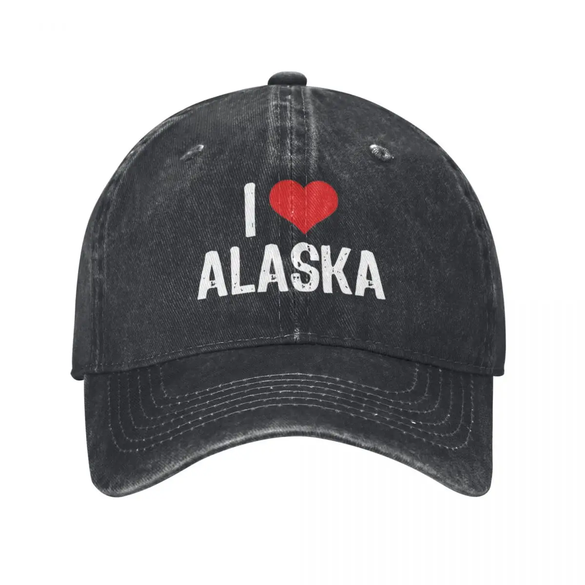 

I Love Alaska Baseball Cap Classic Distressed Denim USA Headwear for Men Women Outdoor Workouts Caps Hat