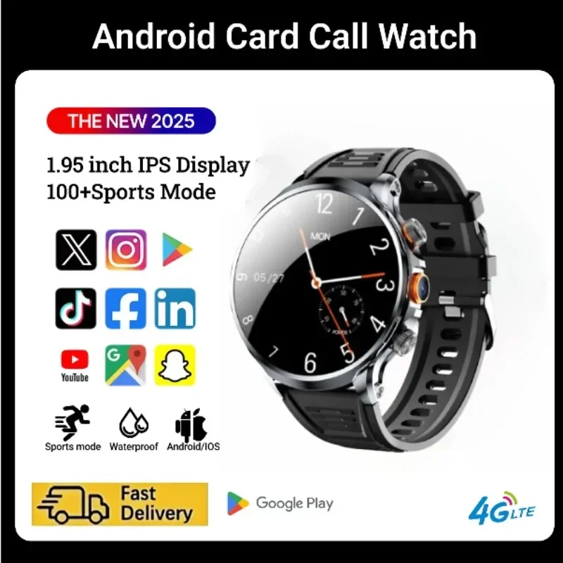 

Goldenspike H18Smart Watch Модные мужские умные часы 1,95-дюймовый большой экран 256 ГБ ПЗУ GPS WIFI HD-камера Функция NFC