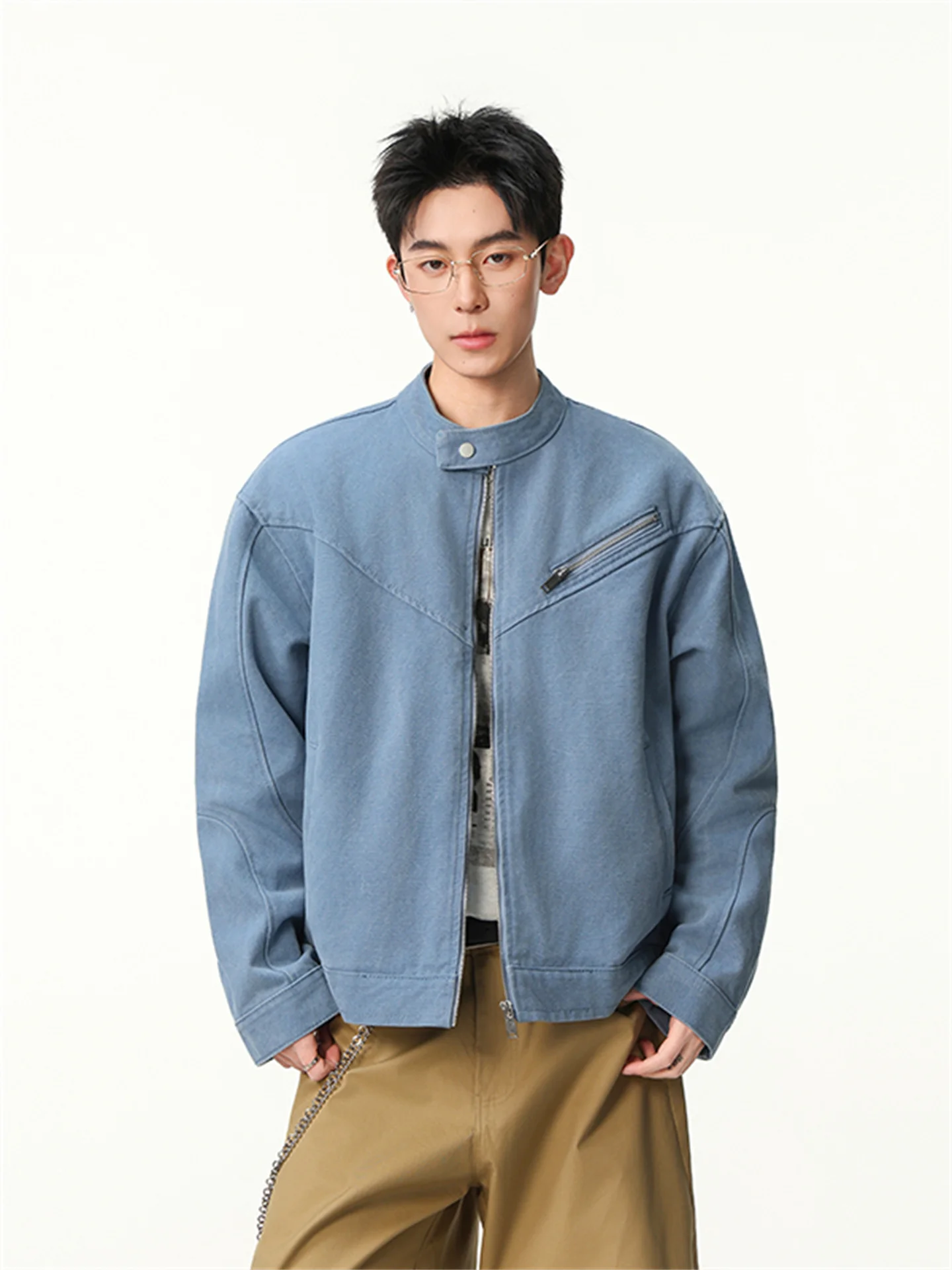 

Мужская куртка-харрингтон Waed American с воротником-стойкой, новая коллекция 2026, в стиле High Street, простая, универсальная, рабочая одежда, верхняя одежда, с длинными рукавами, на молнии