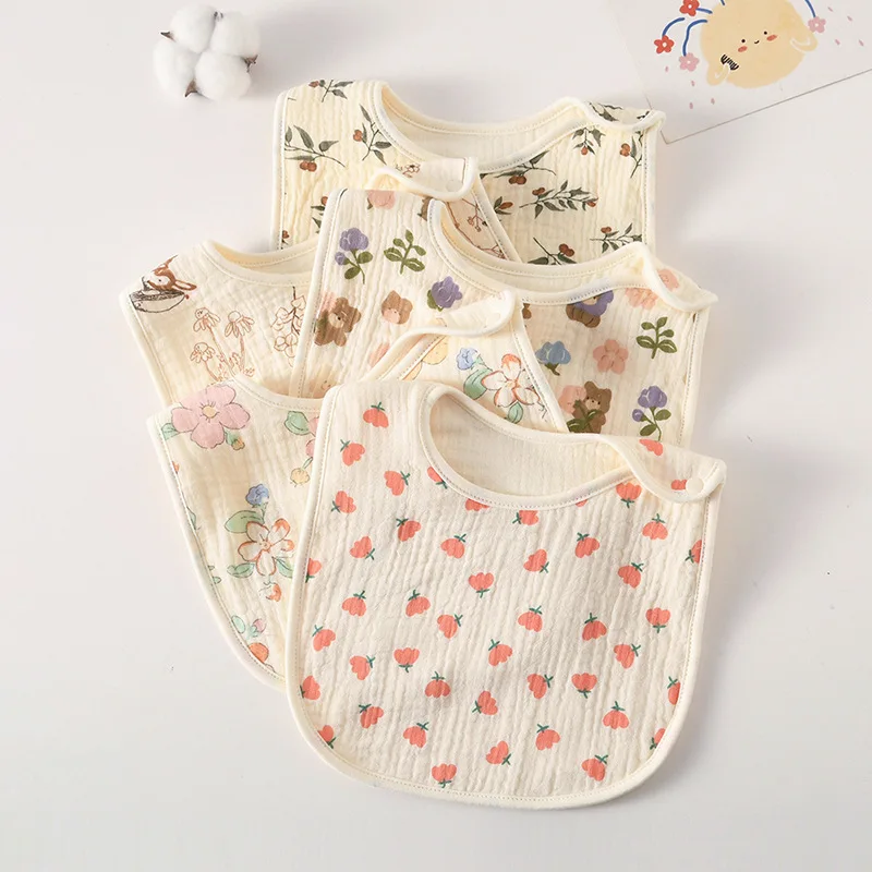 Recém-nascido em forma de U Print Cotton Gauze Baby Bibs, Saliva Toalha, Burp Panos, Lenço Bandana para Menino e Menina, Alimentação Drool Bib, 6