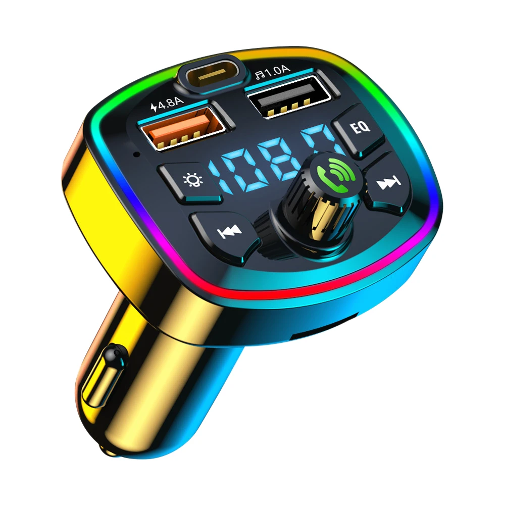 Car Charger Bluetooth-compatible FM Transmitter Bluetooth Hands Free Mp3 True 3.1A Dual USB Port PD Charging