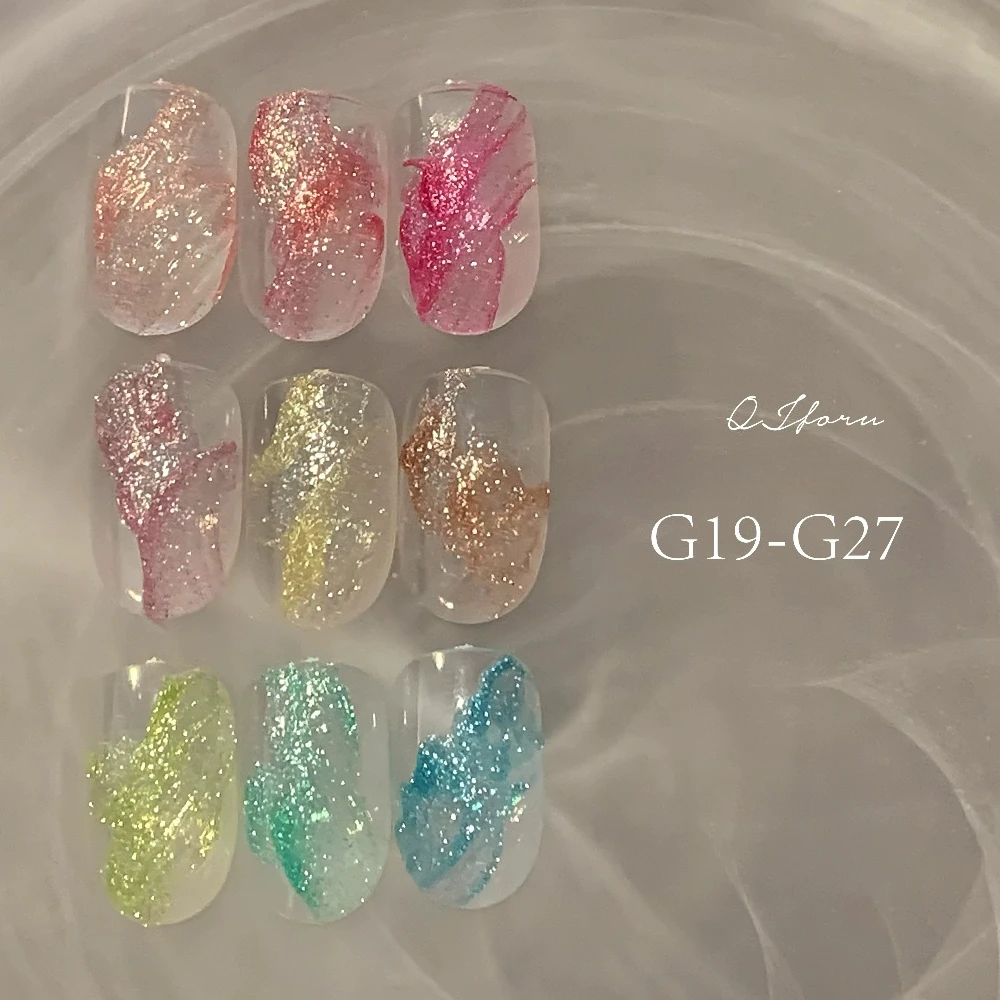 Reflective Glitter 3D Painted Gel Nail Polish No Wipe Pearl Gel Micro Sculpted Colorful Textured Pearl Nail Lacquer for Manicure