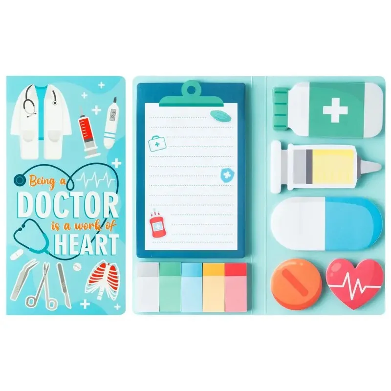1 Set „Wooming a Doctor is a Job of the Heart“, Einfüll-Notizbuch-Set, 550 selbstklebende Notizbücher für Ärzte