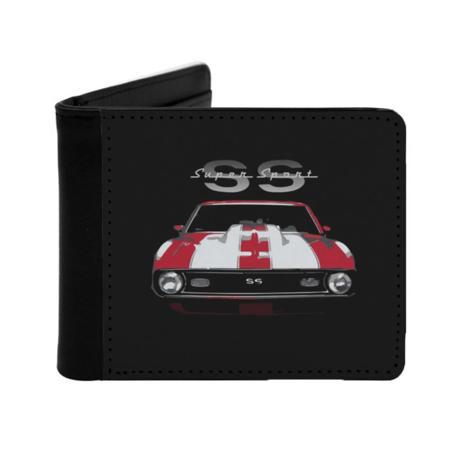 

Классический красный Chevy Camaro Ss супер спортивный мужской кожаный кошелек держатели для кредитных карт/Id вставки сумка для денег мужские короткие кошельки антикварные