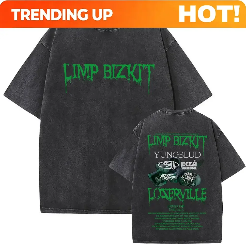 Customization Y2k Tshirt Men Clothing Washed Vintage Rock Band Limp Bizkit Album Graphic 2025 Mens Clothes Tee Shirt Homme Graph