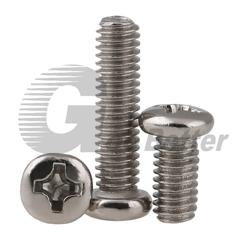 Nickel Plated Phillips Round Head Screw Cross Pan Head Machine Screw Bolts M1.2 M1.4 M1.6 M1.7 M2 M2.5 M3 M3.5*L=3-12mm