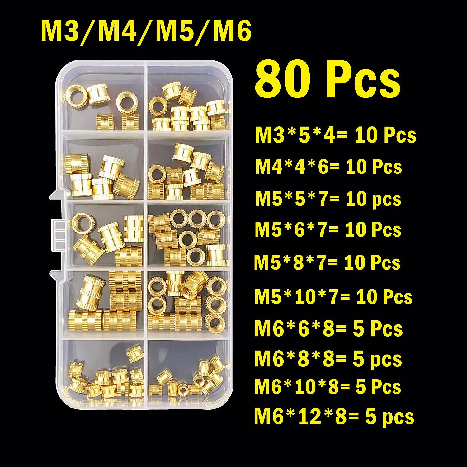 M2 M2.5 M3 M4 M5 M6 Messing Warmte-inzetmoer Hot Melt Nutinsert Draad Gekartelde Dubbele Twill Inbedding Noten 3D Printer Accessoires