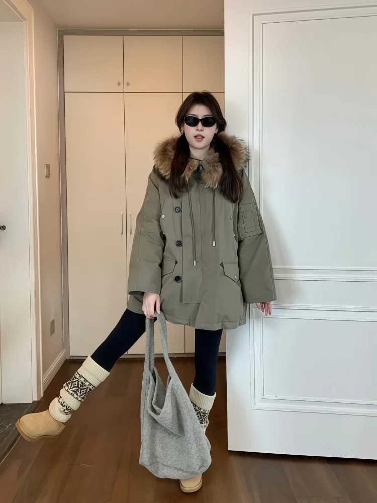 

Женская осенняя парка в стиле байкерской одежды, с узором «линейки», имитацией меха лисы, декором из стразов в форме ромбов, облегающая, класса люкс, с терморегуляцией, повседневная, из льняного трикотажа в рубчик