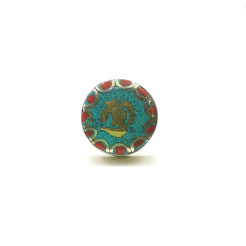 Tibetan Amulet Rings Buddha Eye OM Totem Adjustable Copper Ring For Man Woman R189