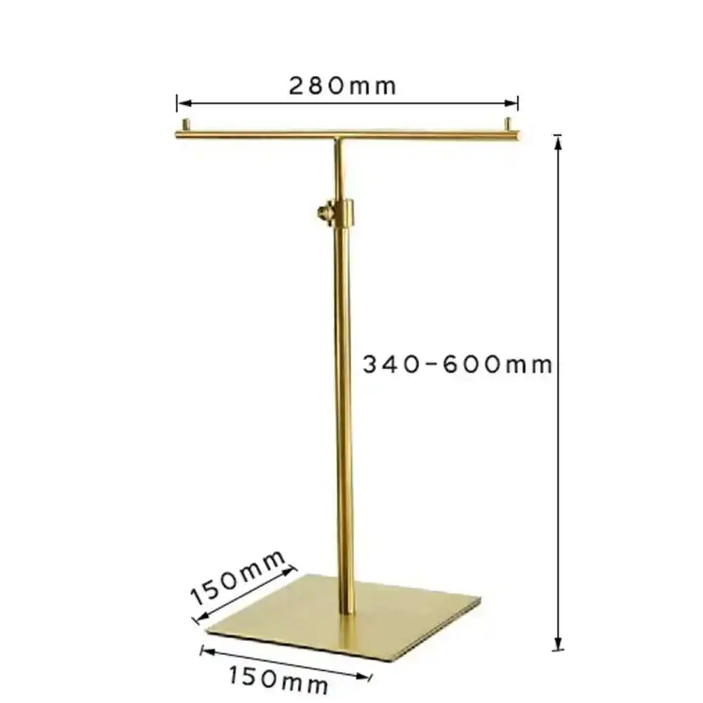 High Quality Metal T-shape Silver Gold Multifunction Tabletop Scarf Display Holder For Silk Scarf Tie Hanging Hook Stand Rack