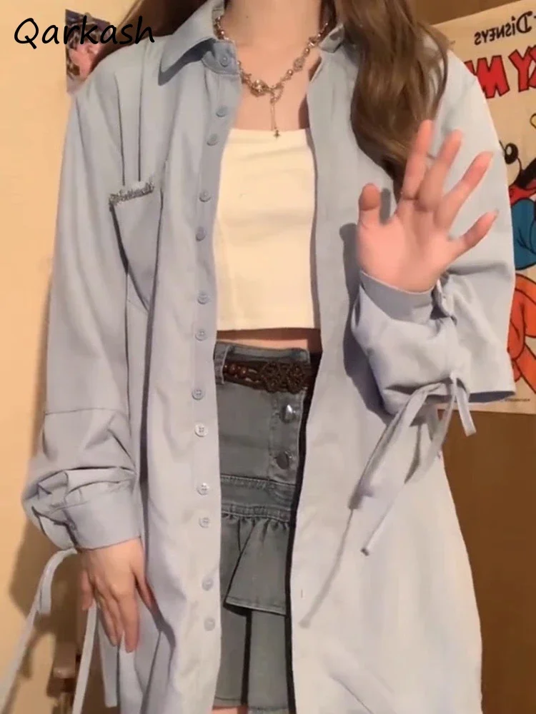 Camisas femininas moda diária simples estilo coreano casual solto único breasted chique turn-down colarinho aconchegante primavera all-match concurso