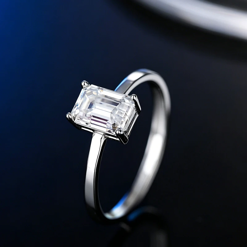 GRA-zertifizierte Radiant-Schliff Moissanit-Ringe, D-Farbe, VVS1-Klarheit, S925 Sterling Silber Halo-Ring für Hochzeiten, Partys und den täglichen Gebrauch. – Detail 12