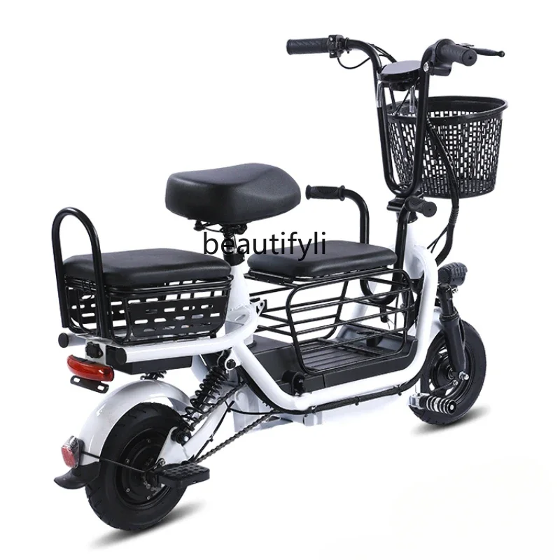 Strong Power Electric Bicycle Lithium Battery Adult Lady Parent-Child Walking Folding Small Electric Car