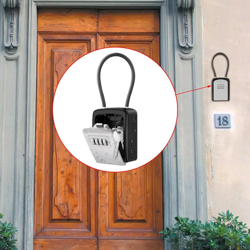 Kotak kunci kunci dapat digantung paduan seng kotak kunci 4 Digit kombinasi dapat direset kode kotak penyimpanan pengatur kunci cadangan untuk mobil
