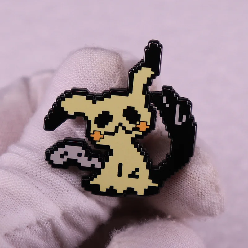 Cute Pokemon Mimikyus Ghost Hard Enamel Pin Cartoon Elf Backpack Metal Badge Brooch Video Game Accessories Collect Gifts