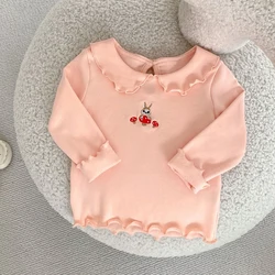 New autumn baby clothing, 0-2 year old girls, doll neck long sleeved base shirt, versatile long sleeved T-shirt top