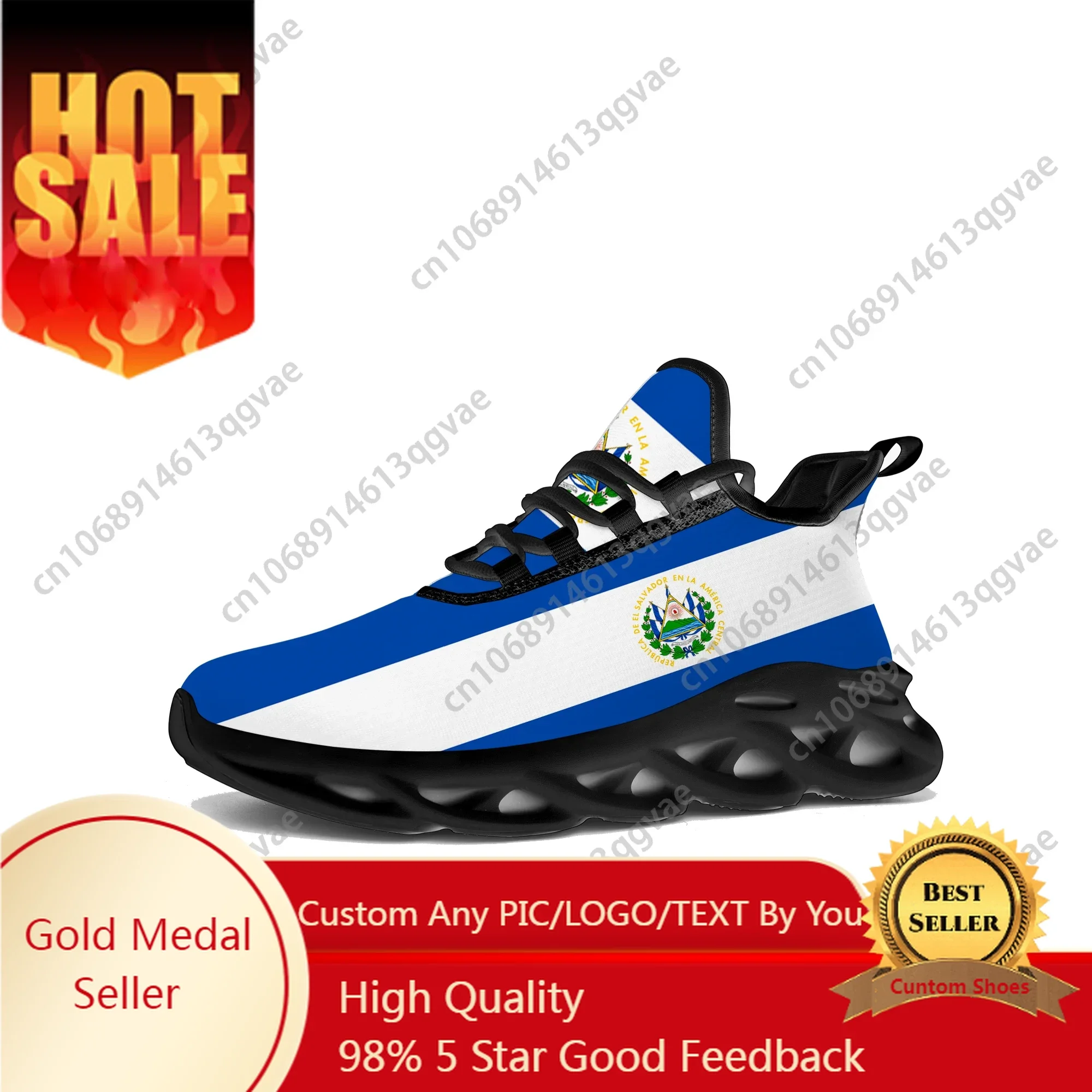 

El Salvador Flag Flats Sneakers Mens Womens Hot Pop Sports Running High Quality Sneaker Lace Up Mesh Footwear Tailor-made Shoe