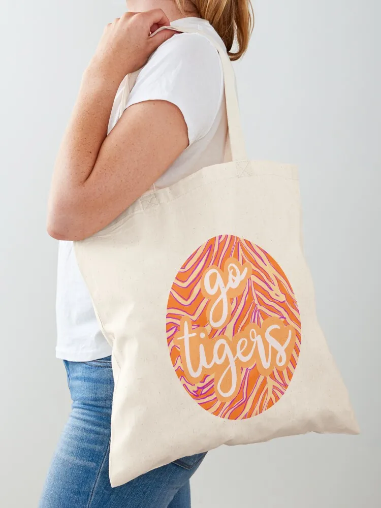 Go Tigers Circular Tote Bag Women bags tote custom women Canvas