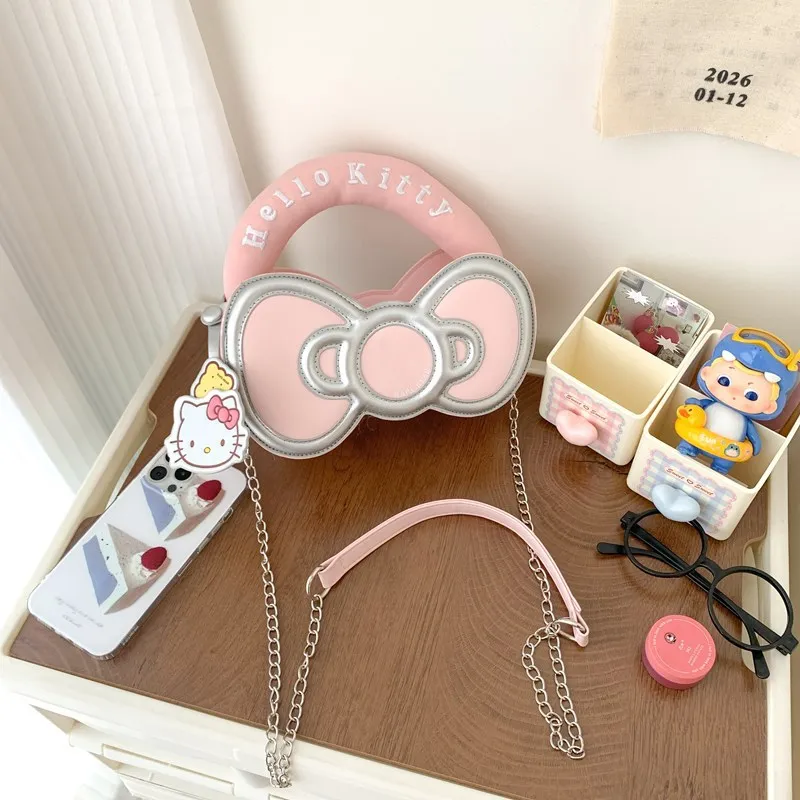 Anime Hello Kitty Bow Bag Fashion Cute Girl Handbag Sweet Cartoon Women Cross-body Tote Bag Coin Purse Organizer Kuromi Melody - view 2